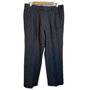 KeithMoor Mens Size 35 Black  Solid Straight Leg Pleated Dress Pants